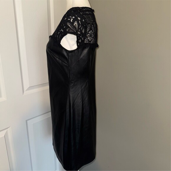 Kensie Dress Womens Size 2 Black Shift Knee Length Cap Sleeve Lace Yoke Goth - Picture 4 of 13